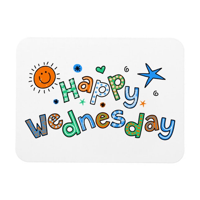 Cute Happy Wednesday Week Greeting Text Expression Magnet (Horizontal)