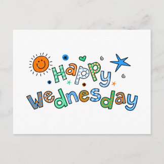 Cute Happy Wednesday Week Greeting Text Expression Postcard