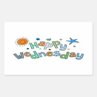 Cute Happy Wednesday Week Greeting Text Expression Rectangular Sticker