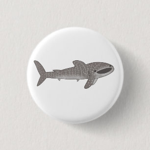 Cute happy whale shark 3 cm round badge