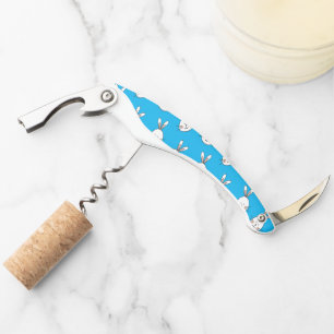 Cute Happy White Easter Bunny Pattern Corkscrew