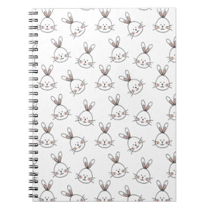 Cute Happy White Easter Bunny Pattern Notebook
