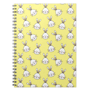 Cute Happy White Easter Bunny Pattern Notebook