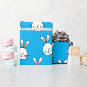 Cute Happy White Easter Bunny Pattern Wrapping Paper