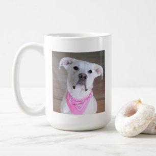Cute Happy White Puppy Dog With Pink Scarf Pretty Coffee Mug