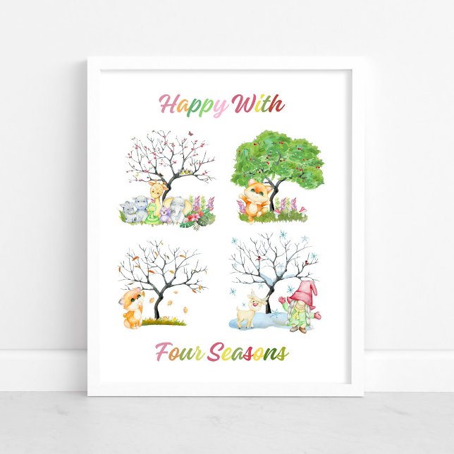 Cute Happy With Four Seasons Baby Nursery Poster (Creator Uploaded)