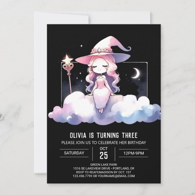 Cute Happy Wizard Birthday Invitation (Front)