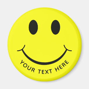 Cute Happy Yellow Face Add Tex Magnet