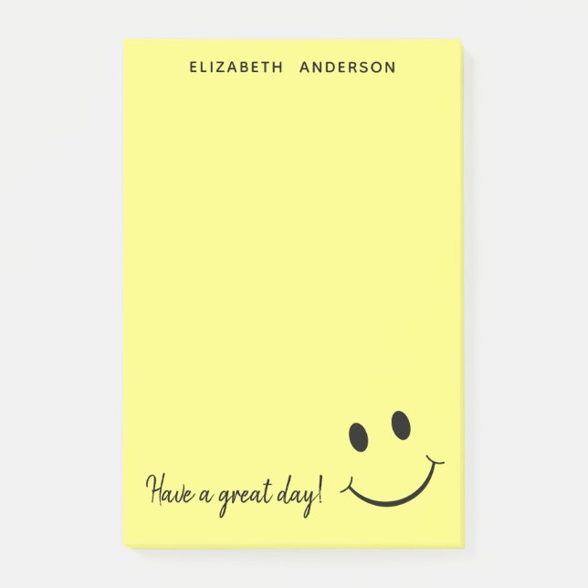 Cute Happy Yellow Face Personalised Post-it Notes (Front)
