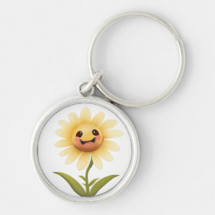Cute Happy Yellow Flower Key Ring