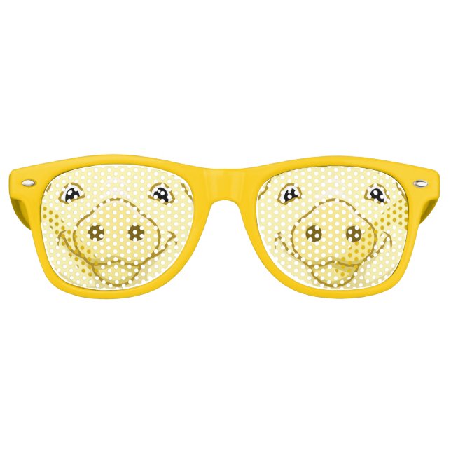 Cute Happy Yellow Pig Face Retro Sunglasses (Front)