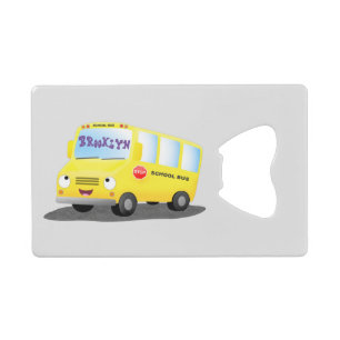 Cute happy yellow school bus cartoon