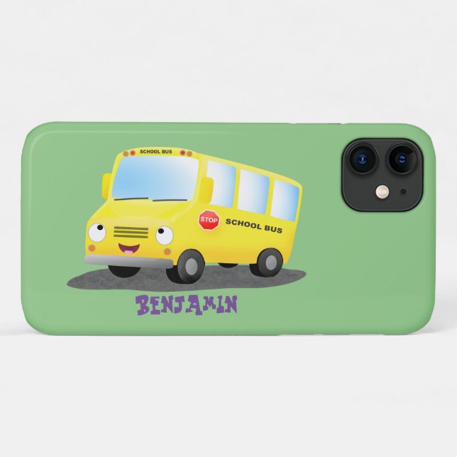 Cute happy yellow school bus cartoon Case-Mate iPhone case (Back (Horizontal))