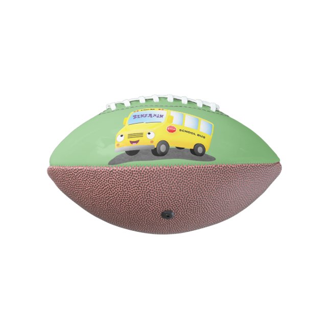 Cute happy yellow school bus cartoon football (Rotated 270)