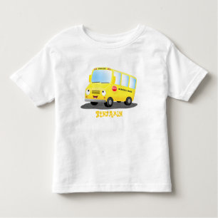 Cute happy yellow school bus cartoon toddler T-Shirt