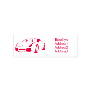 Cute happy yellow sports car cartoon self-inking stamp