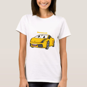 Cute happy yellow sports car cartoon T-Shirt