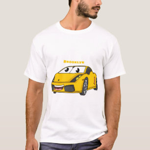 Cute happy yellow sports car cartoon T-Shirt