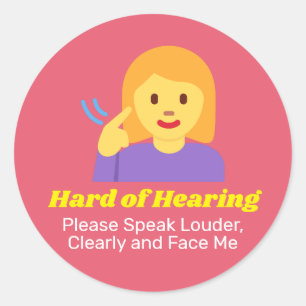 Cute Hard of Hearing Girl with personalised text Classic Round Sticker