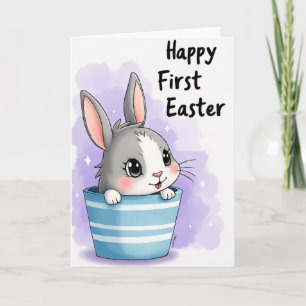 Cute Hare In Cup Happy Day Card