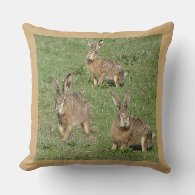 Cute Hare(s) Close up Collage Throw Pillow (Front)