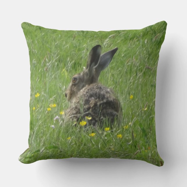 Cute Hare Throw Pillow (Front)