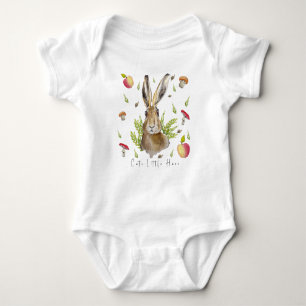 Cute hare with a background of apples and mushroom baby bodysuit