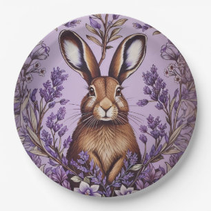 Cute Hare With Lavender William Morris Inspired Paper Plate