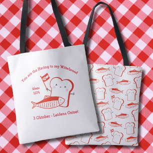 Cute Haring en Wittebrood Leidens ontzet rood wit Tote Bag