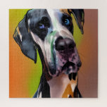 Cute Harlequin Great Dane  Jigsaw Puzzle<br><div class="desc">Cute blue eyed  Harlequin Great Dane  AI generated art

. 

AI Art created by minx267</div>
