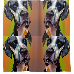 Cute Harlequin Great Dane   Shower Curtain