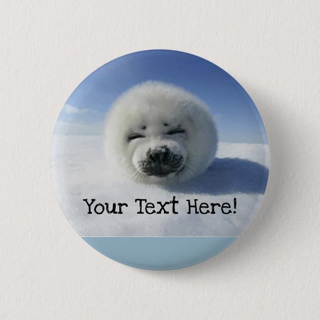 Cute Harp Seal 6 Cm Round Badge (Front)
