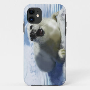 Cute Harp Seal & Ice Art for Wildlife Supporters iPhone 11 Case