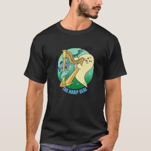 Cute Harp Seal Playing The Harp   T-Shirt