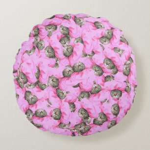 Cute Hat in a Pink Cap Pattern Random Round Cushion