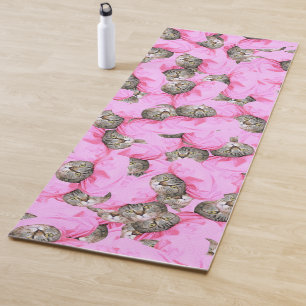 Cute Hat in a Pink Cap Pattern Random Yoga Mat