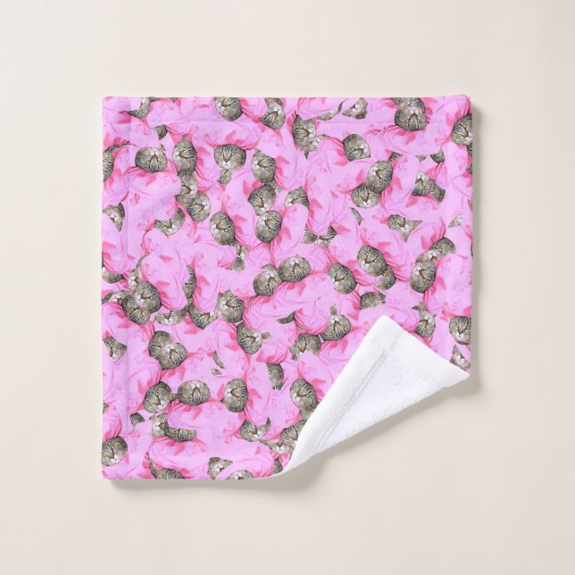 Cute Hat in a Pink Cap Pattern Wash Cloth (Wash Cloth)