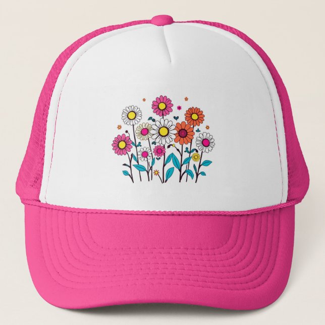 Cute Hat with Colourful Flowers (Front)