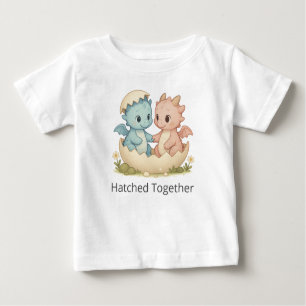 Cute Hatched Together Twin Baby Dragons T-Shirt 