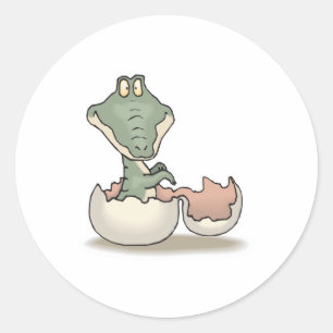 cute hatching baby alligator classic round sticker