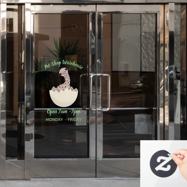 Cute hatching baby ostrich cartoon illustration (Office Door)