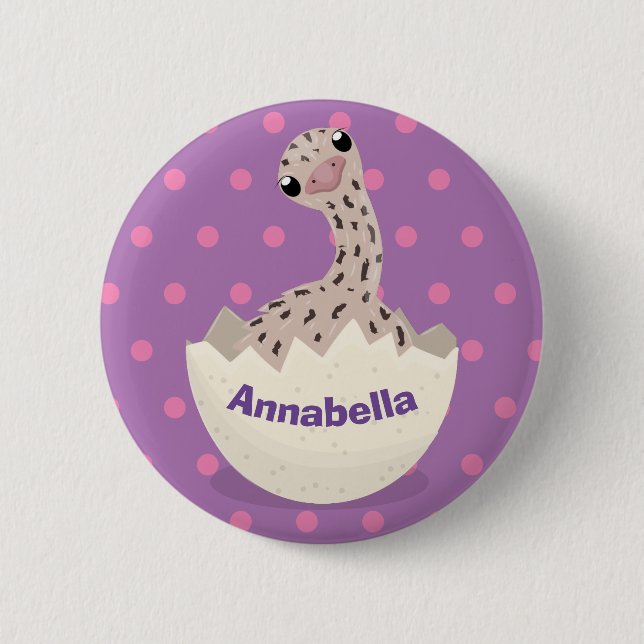 Cute hatching baby ostrich cartoon illustration 6 cm round badge (Front)