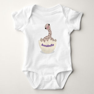 Cute hatching baby ostrich cartoon illustration bodysuit