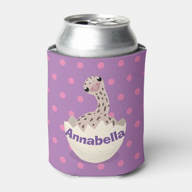 Cute hatching baby ostrich cartoon illustration can cooler (Can Front)