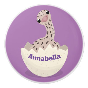 Cute hatching baby ostrich cartoon illustration ceramic knob