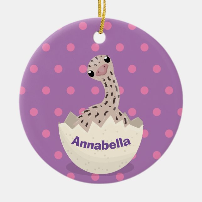 Cute hatching baby ostrich cartoon illustration ceramic ornament (Front)