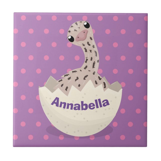 Cute hatching baby ostrich cartoon illustration ceramic tile (Front)