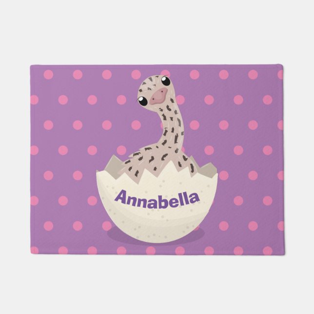 Cute hatching baby ostrich cartoon illustration doormat (Front)