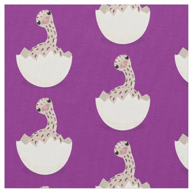 Cute hatching baby ostrich cartoon illustration fabric (Close Up)