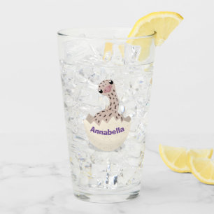 Cute hatching baby ostrich cartoon illustration glass
